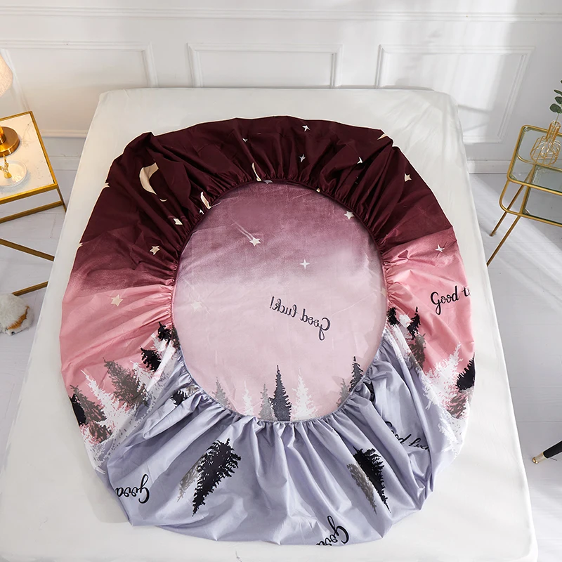 

New Product 1pcs 100%Polyester Printed Solid Fitted Sheet Mattress Cover Four Corners With Elastic Band Bed Sheet(no pillowcase)