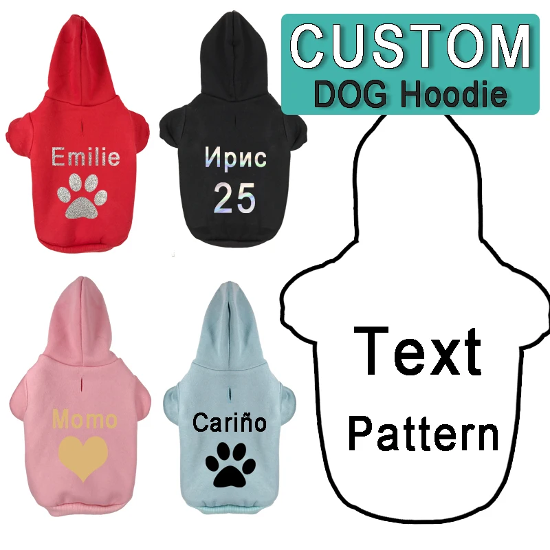 Custom Pet Dog Clothes Cat Coats Jacket Hoodies French Bulldog Teddy Warm Printing Heart Paw Cute Sweater Coat Puppy Clothes