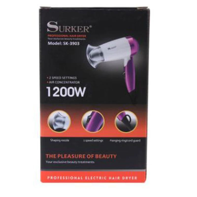 

Surker hair dryer SK-3903 portable foldable handle 1200W high power hot and cold wind negative ion stereotypes