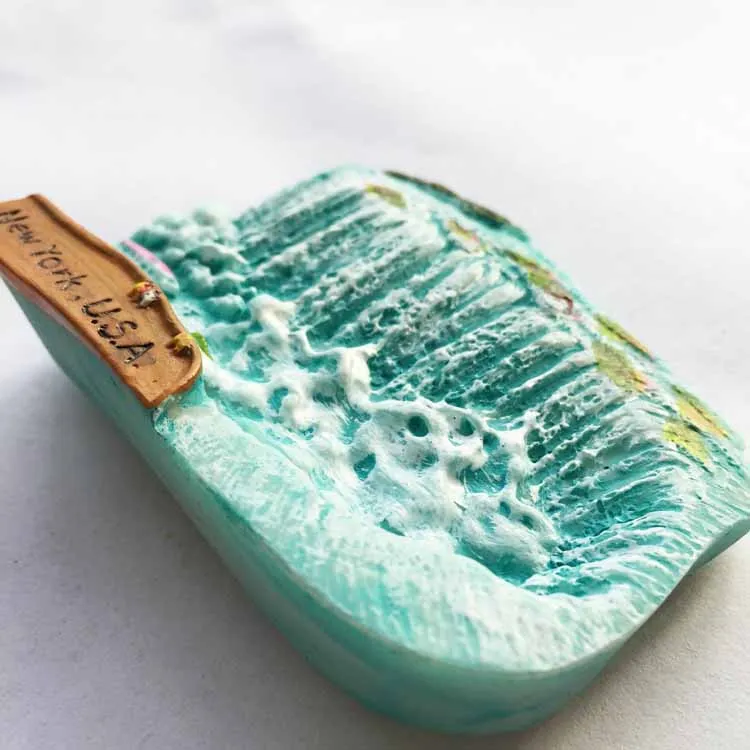 Магнитный сувенир на холодильник США Нью-Йорк Ниагара Фолз стрео синяя наклейка