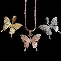 big butterfly pendant necklace zircon tennis chain for women bling tennis chain zircon choker necklace jewelry