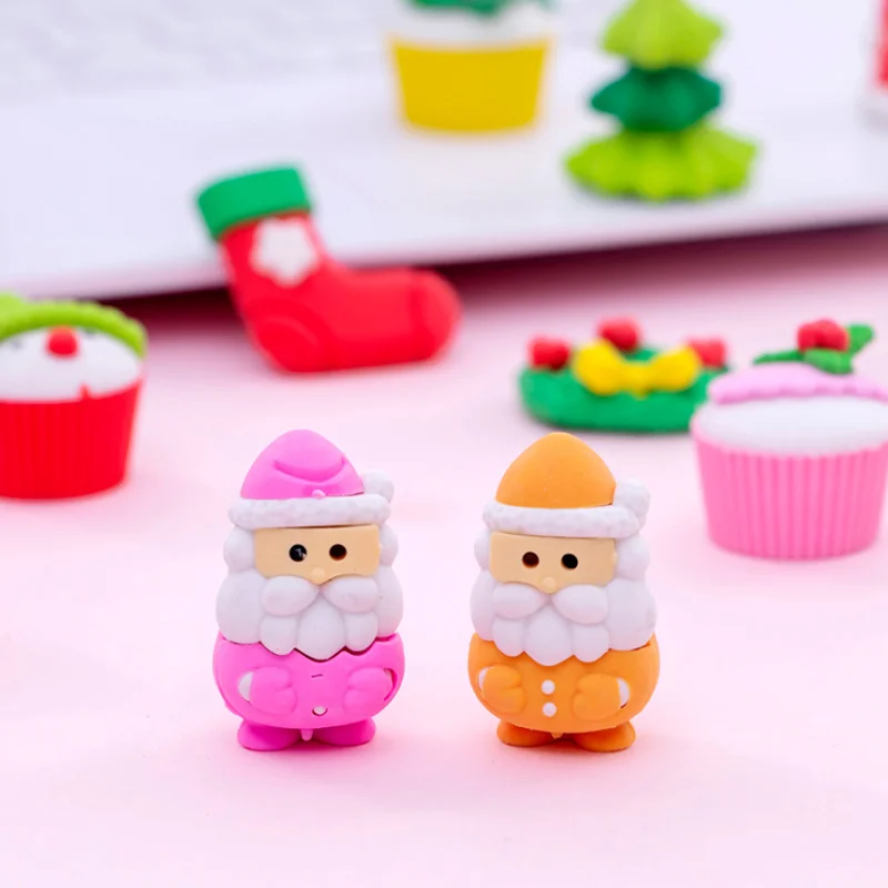 9 шт. Рождество Форма ластик для карандашей Kawaii креативный подарок детей смешные