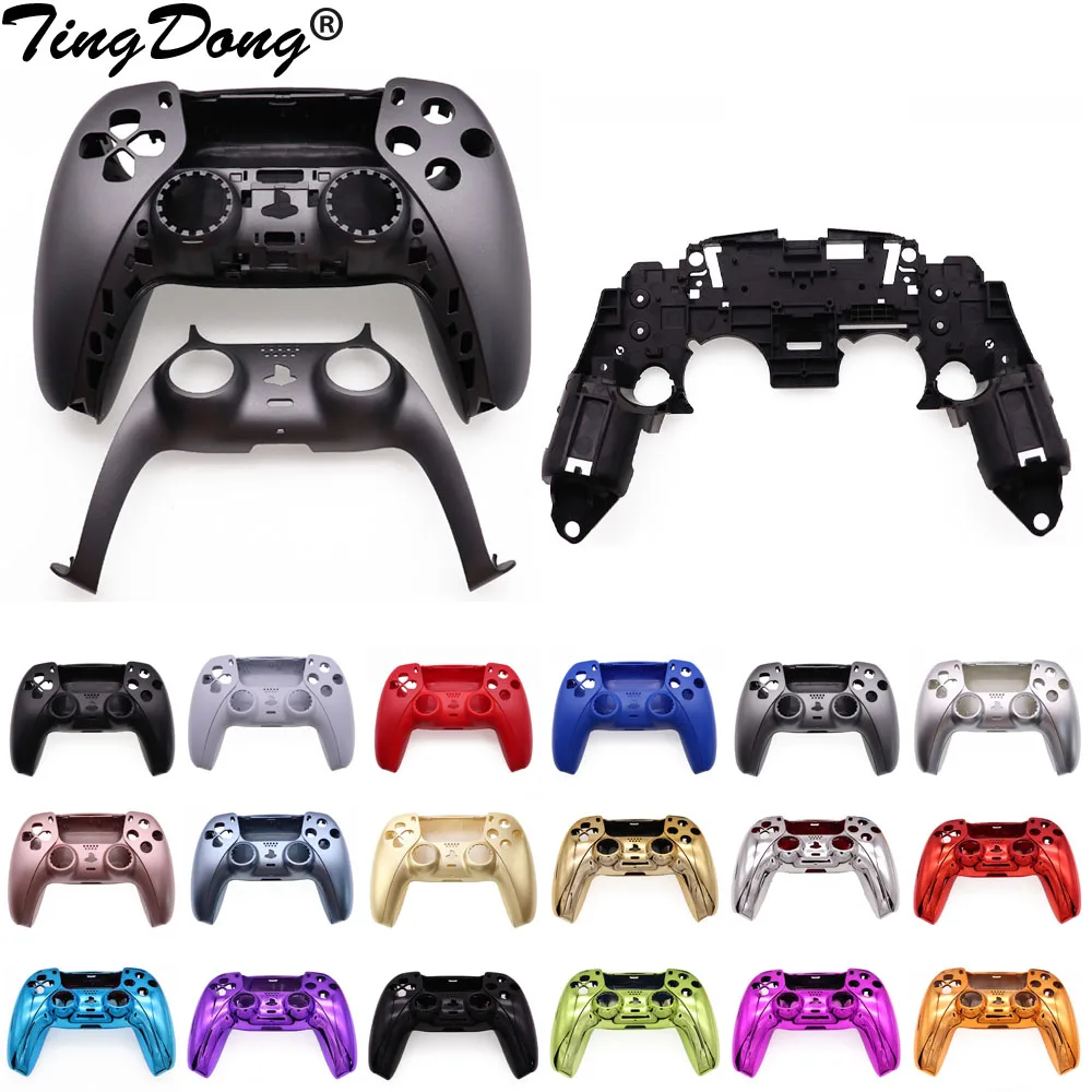 

Front + Back Cover Case Replacement Shell Housing With Decorative Strip For PS5 Controller with Holder Inner Internal Frame