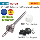  ЕС Бесплатная доставка  CNC 16 мм вал SFU1605-300mm проката ШВП C7 с 1605 фланец шариковая гайка BKBF12 конец механической обработке