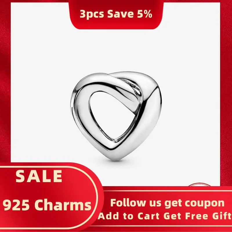

MC 1pc 925 Sterling Silver Heart Pandent DIY Beads & Pavé Charm Fit Original Pandora Charming Bracelets Birthday Party Gifts