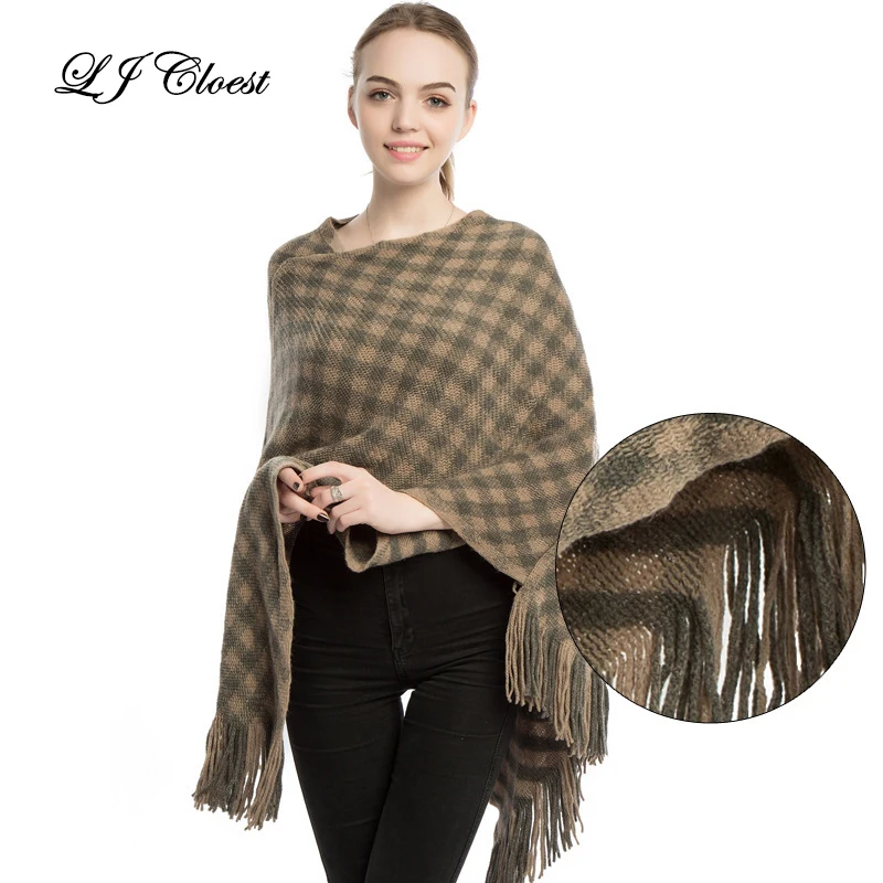 Английский стиль для женщин Осень Зима пашмины кисточкой мягкая шаль плед