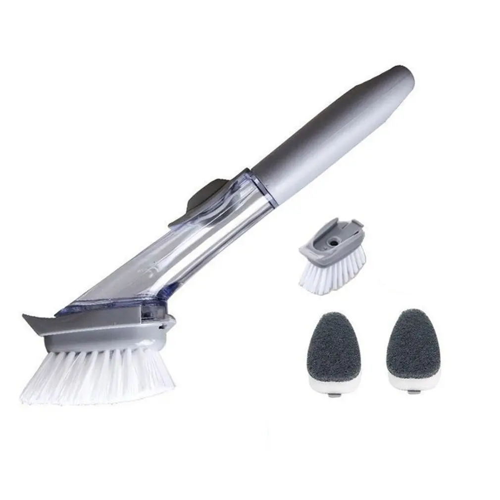 

Double Use Kitchen Cleaning Brush Scrubber Dish Bowl Washing Sponge Automatic Liquid Dispenser Kitchen Pot Cleaner Tool