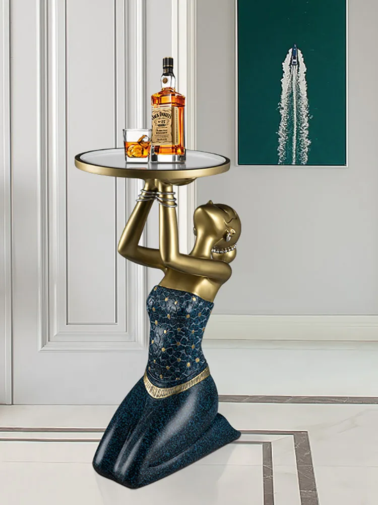 

Nordic Home Decor Resin Kneeling Girls Figurine Storage Tray Floor Stand Statue Creative Gifts Living Room Sculpture Decoration