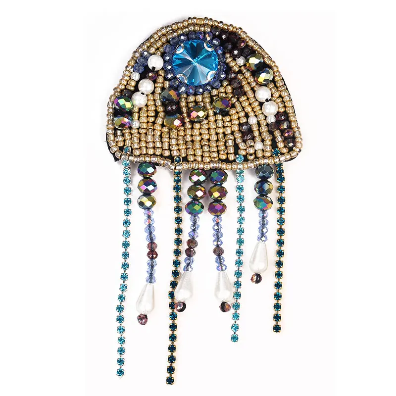 Аквариумная Медуза морская лошадь рыба вышивка из бисера пайетки нашивки на