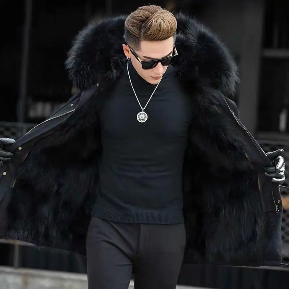 Мужское зимнее теплое пальто со съемной подкладкой и воротником-капюшоном |