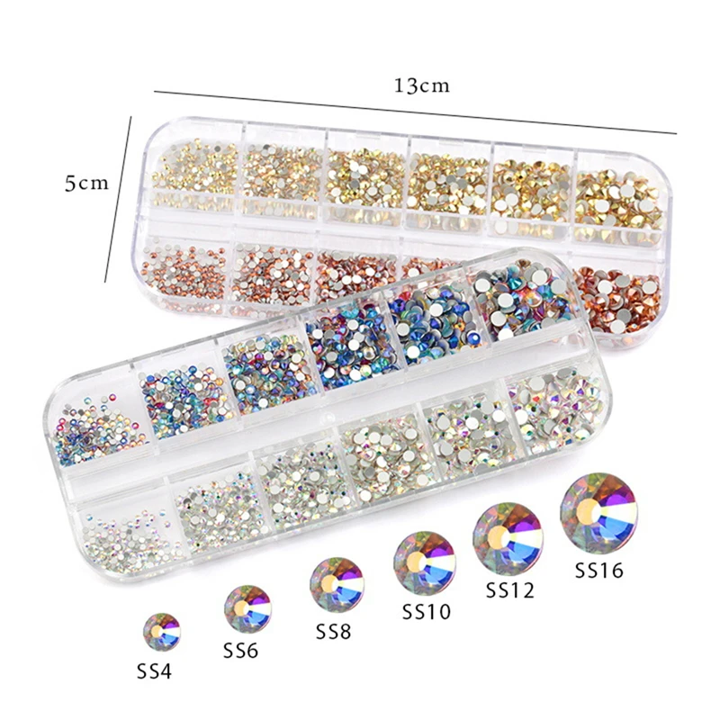 

Multi-size Glass Nail Rhinestones For Nails Art Decorations Crystals Strass Charms Partition Mixed Size Rhinestone