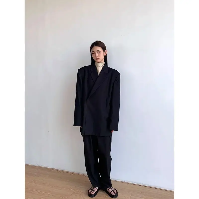 Autumn And Winter Women's Blazer Jacket Casual Solid Hidden Button Pocket Decorative Oversize Coat Fall 2022 Women Suit | Женская