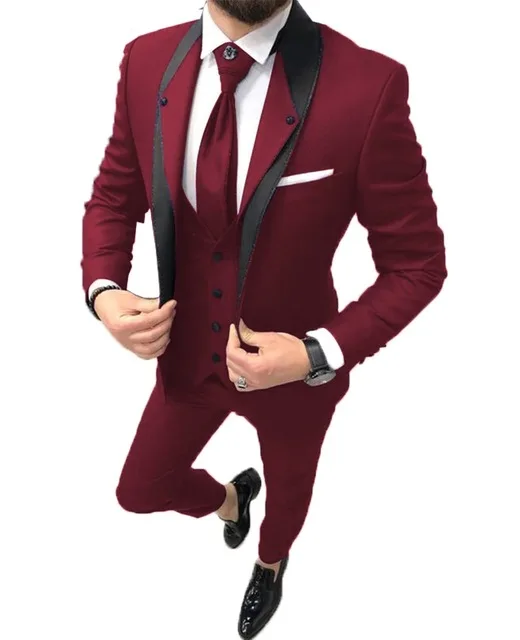 

Latest Design Double Shawl Lapel Men Green Suit Wedding Dinner Party Terno Masculin Slim Fit Bridegroom Tuxedo Jacket+Pants+Vest