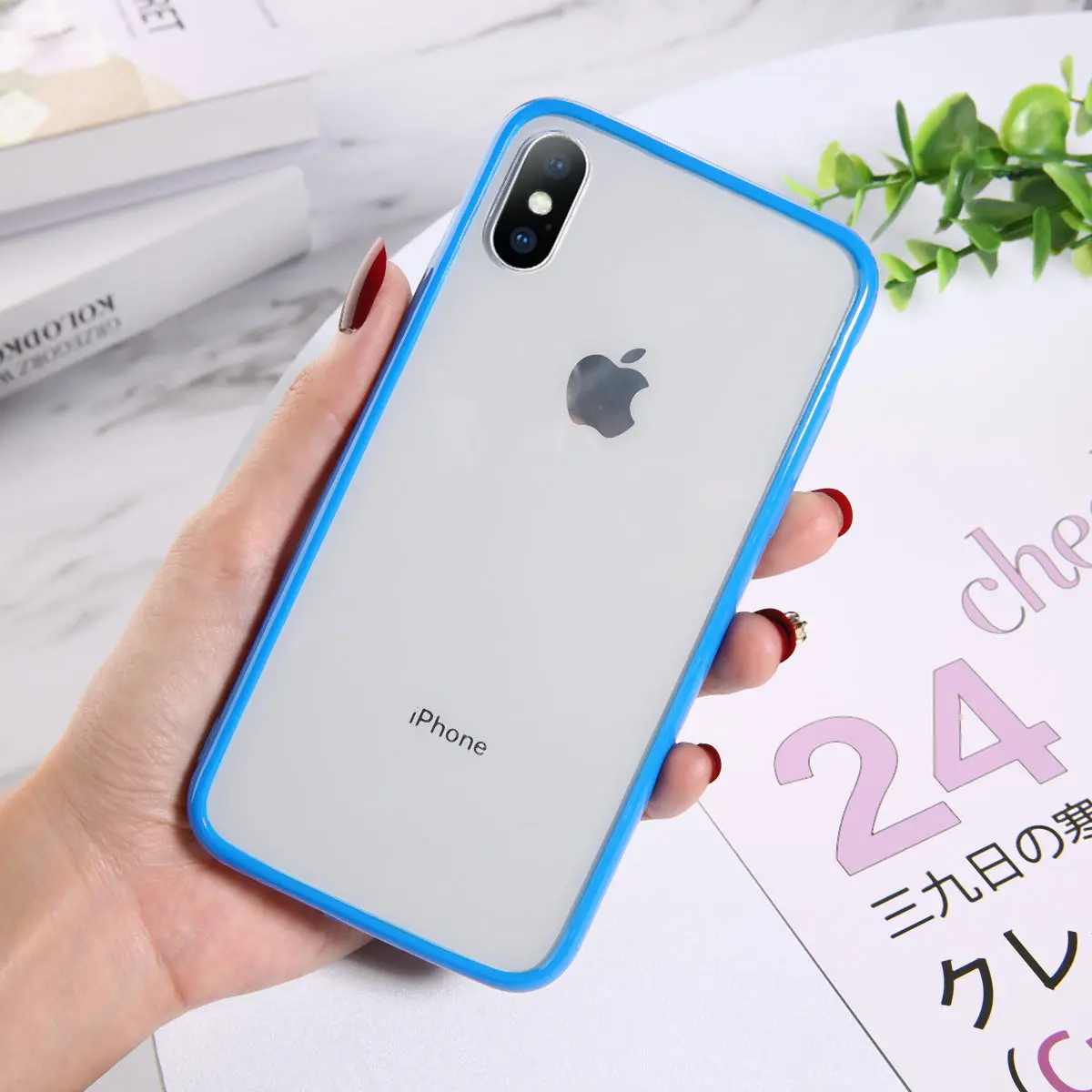 Синий Lovebay прозрачные Простые Чехлы для телефона для iphone 11 Pro X XR XS Max пары TPU акрил для iphone 11 6 6S 7 8 Plus чехол - Цвет: Синий