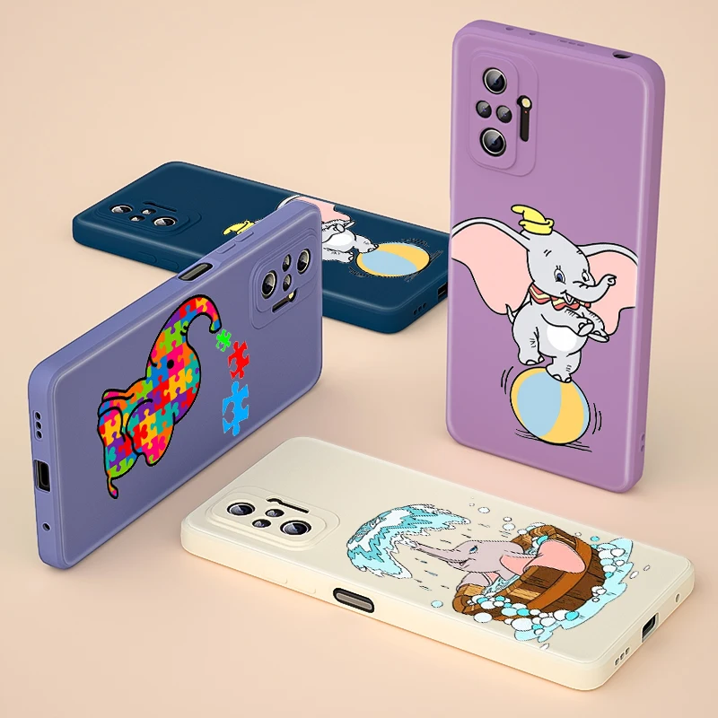

Cute Dumbo For Redmi Note 10 10S 10T 9 9S 9T 8 8T 7 7S 6 5 Pro Max Plus 5G Phone Case Liquid Silicone Soft Capa