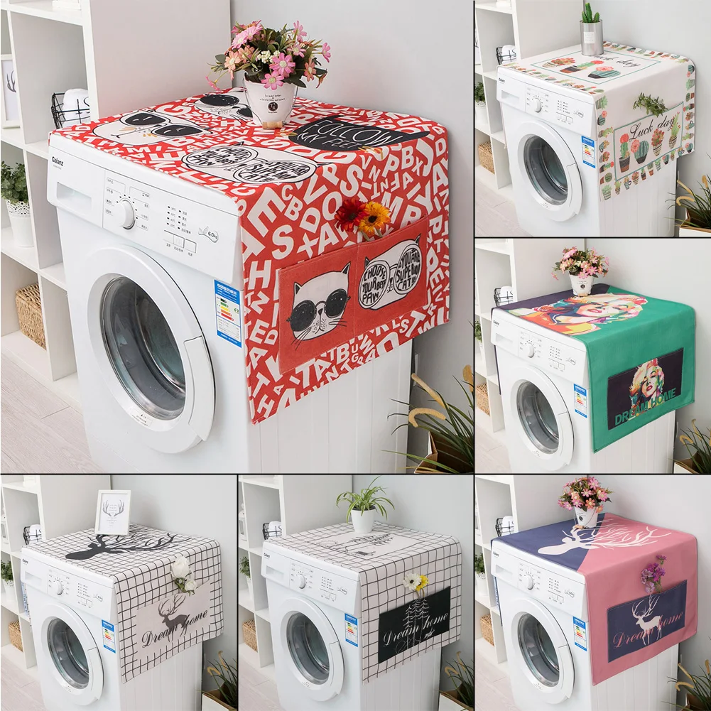 

Nordic Washing Machine Cover Green Leaf Washing Machine Dust Cover Oven Microwave Refrigerator Protecor Modern Home Decor