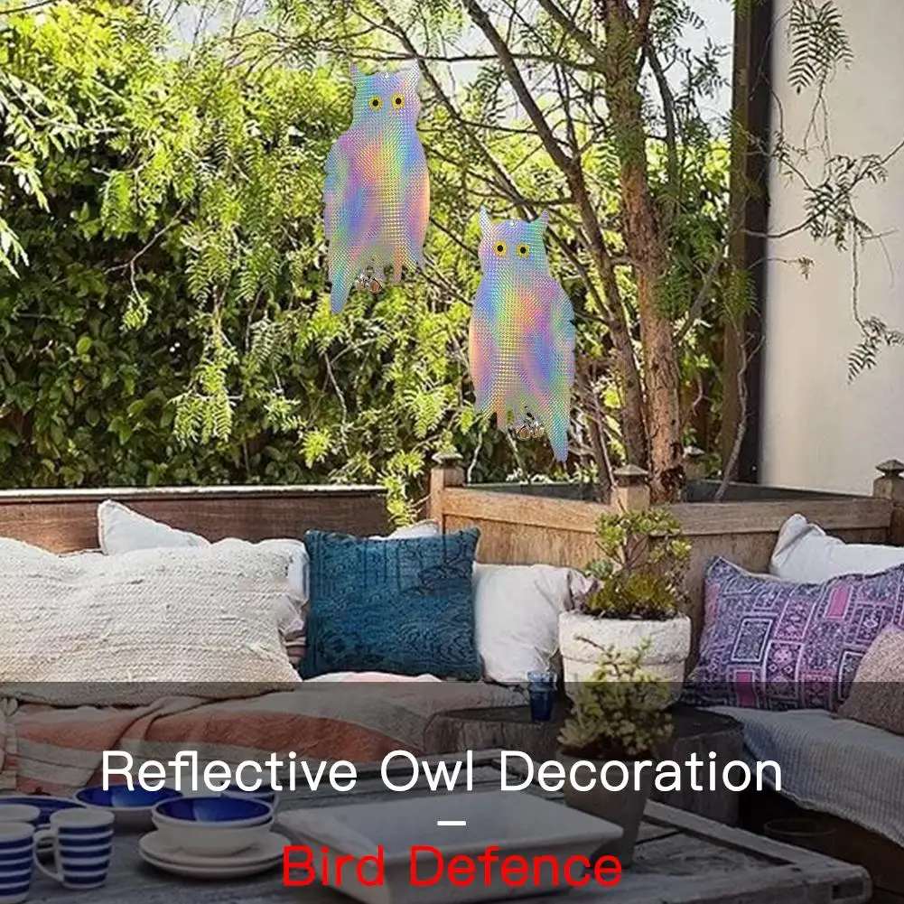 

2pcs Reflective Owl Decoration Anti Mosquito Laser Reflection Bird Defence Owl Predator Fake Owl Bird Equipment Garden Decor