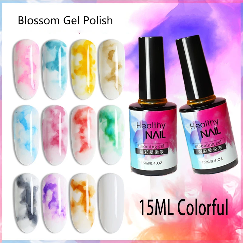 

1 Bottle Gel Nail Polish Blooming Flowers Watercolor Smoke Ink Gel Gradient Marble Painting DIY Varnish Decoration Nail Salon
