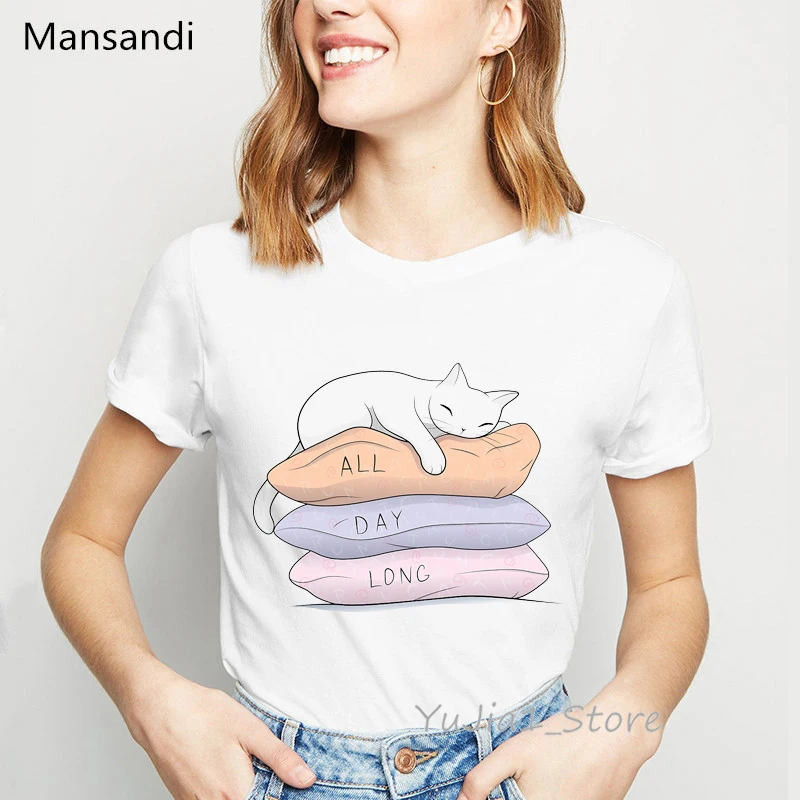 Футболка женская длинная с принтом животного забавный модный топ рисунком кошки