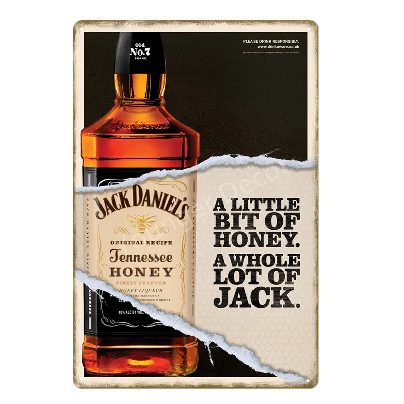 YD1459AI Jim Black Beer Jennessee виски винтажные металлические знаки Наклейка на стену для бара паба клуба человек пещера декоративные тарелки Олово плакат YI-067 - Цвет: YD1459AI