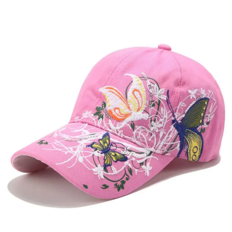 Women Butterflies Flower Embroidery Baseball Caps Autumn Spring Girl Sun Hats Casual Snapback Caps Women Cap