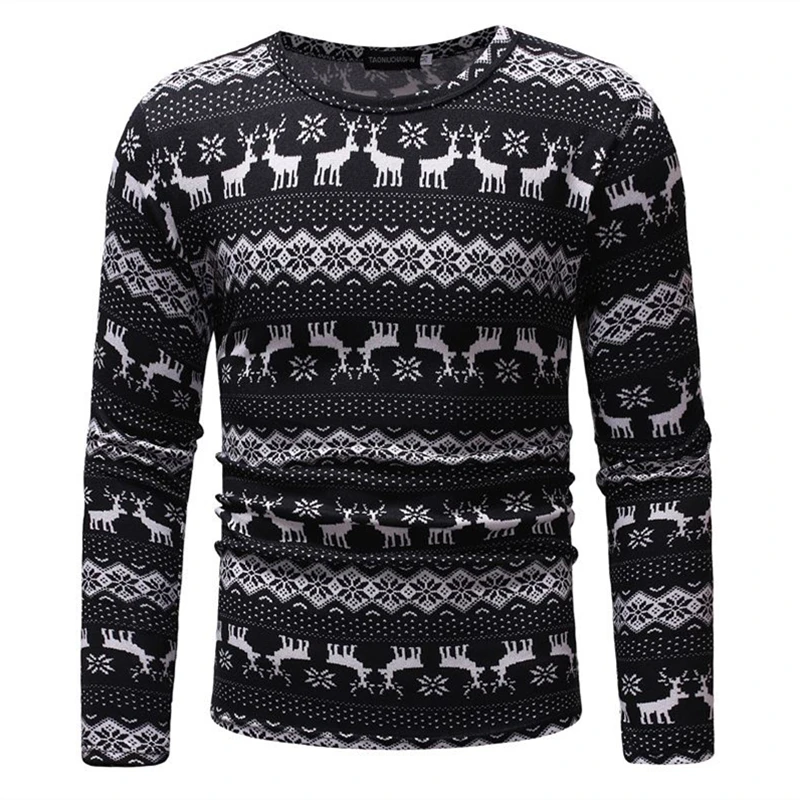 Новинка 2019 зимний мужской свитер модный с круглым вырезом и оленем корейский