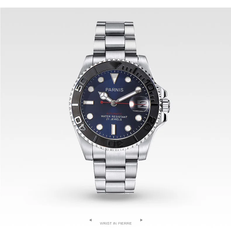 PARNIS механические Автоматические Мужские часы Diver Miyota 8215 браслет из нержавеющей стали мужские часы relojes para automaticos