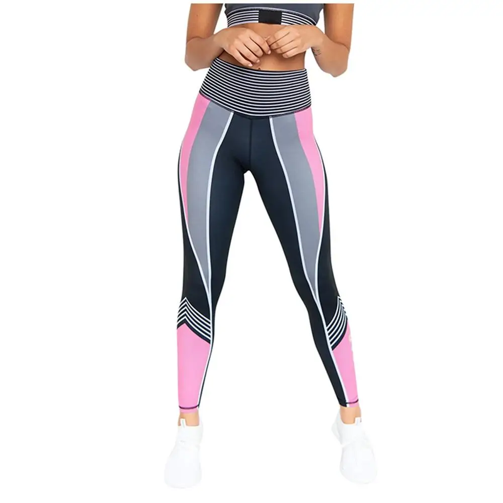 

Women Fitness Leggings Stripe Stitching Leggings Skinny Sports Casual Leggings Print Leggins Push Up Moda Mujer