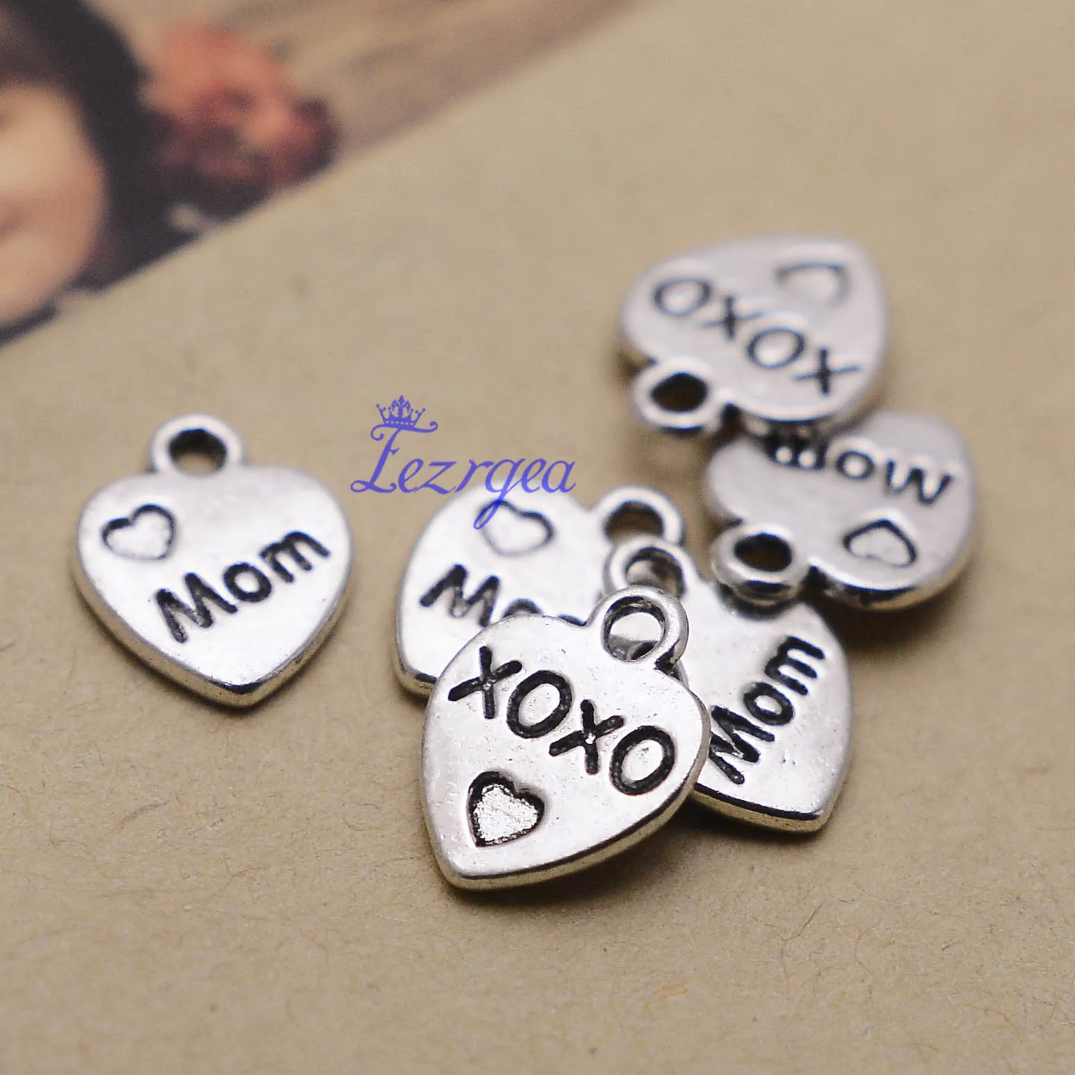 50 шт./лот 10x12 мм Античная Посеребренная мама XOXO charm DIY принадлежности ювелирные