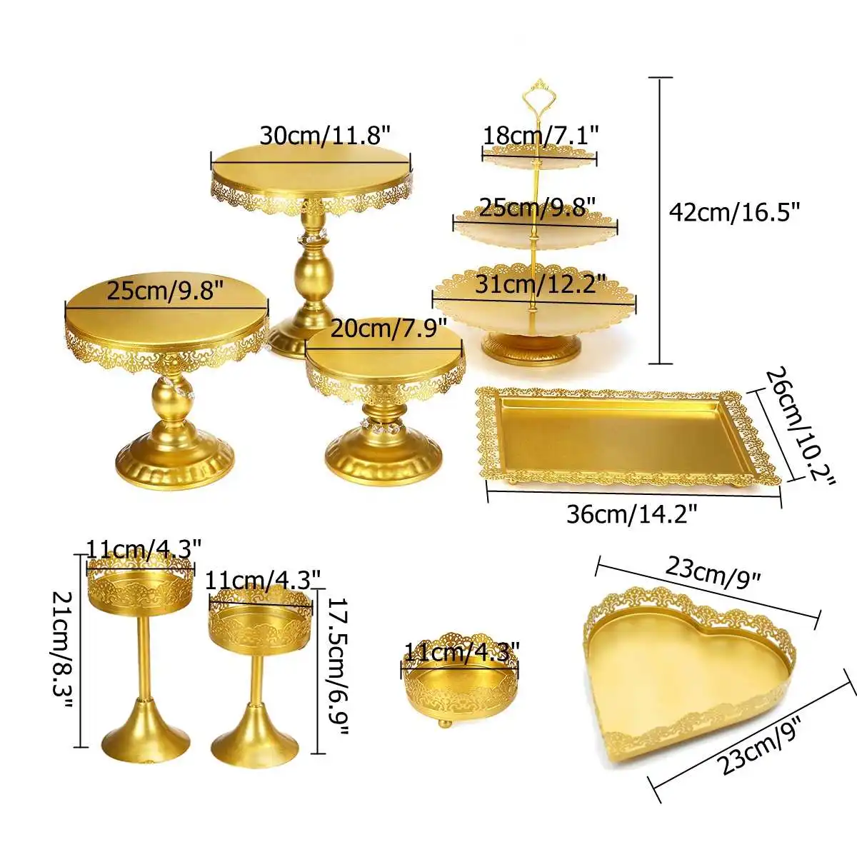 5/10 Piece Gold Cake Stand Set Round Metal Crystal Cupcake Dessert Display Pedestal Wedding Party Table Decoration | Дом и сад