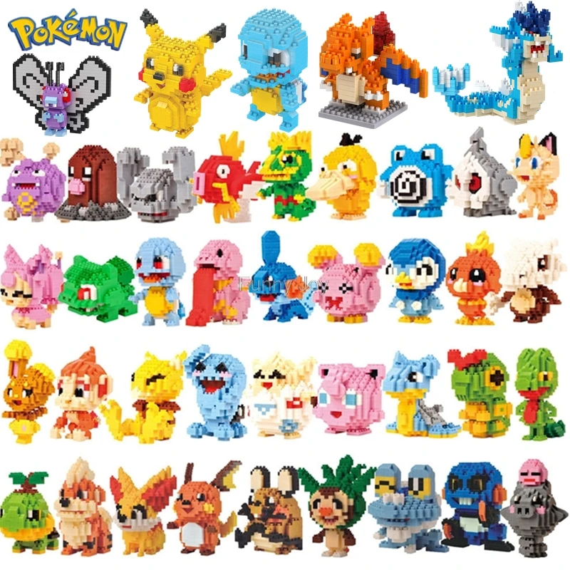 34 новых стиля маленькие строительные блоки Покемон маленькая мультяшная модель