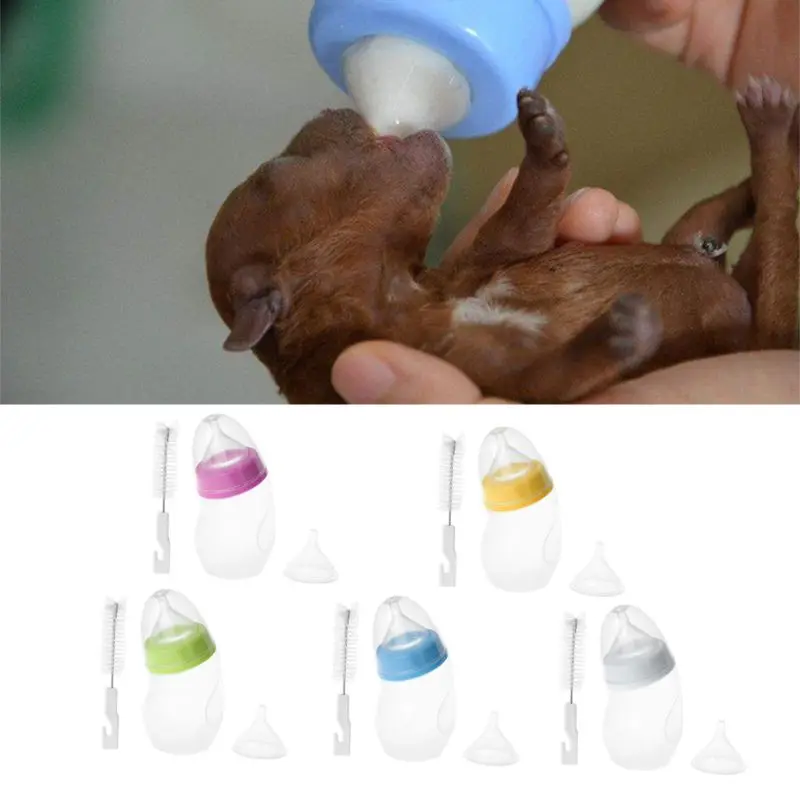 

Pet Milk Bottle Dog Cat Feeding Bottle Puppy Kitten Feeder With Cleaning Brush