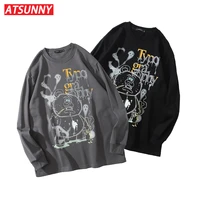 atsunny bear gothic hoodie hip hop harajuku retro hoodies sweatshirt autumn and winter clothes streetwear cartoon pullover