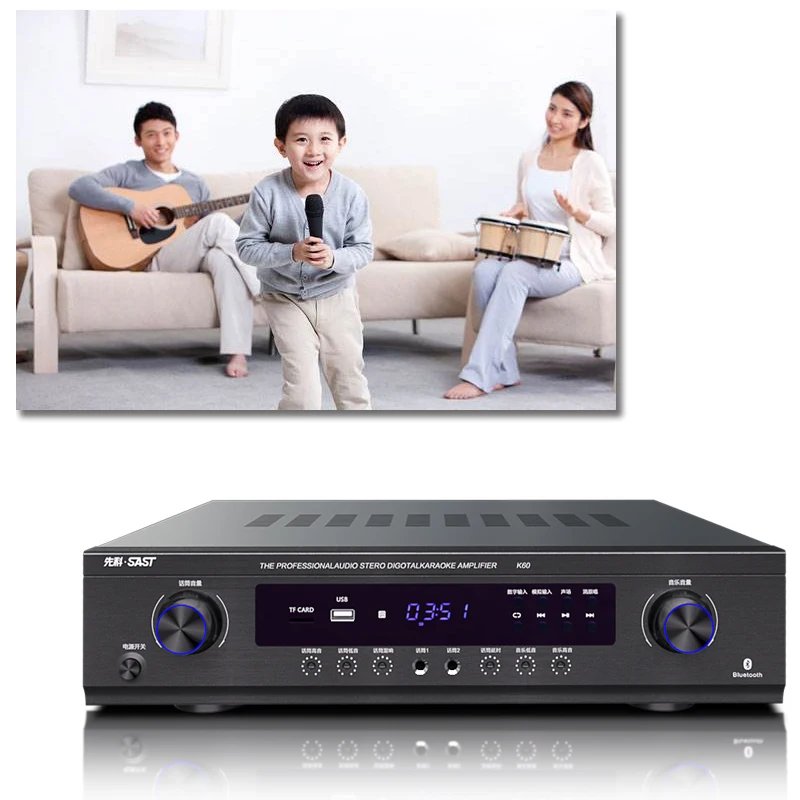 Цифровой усилитель для караоке мощный домашний KTV Stage Hi Fi с USB SD 900 Вт 220 В K60 2 1 канал