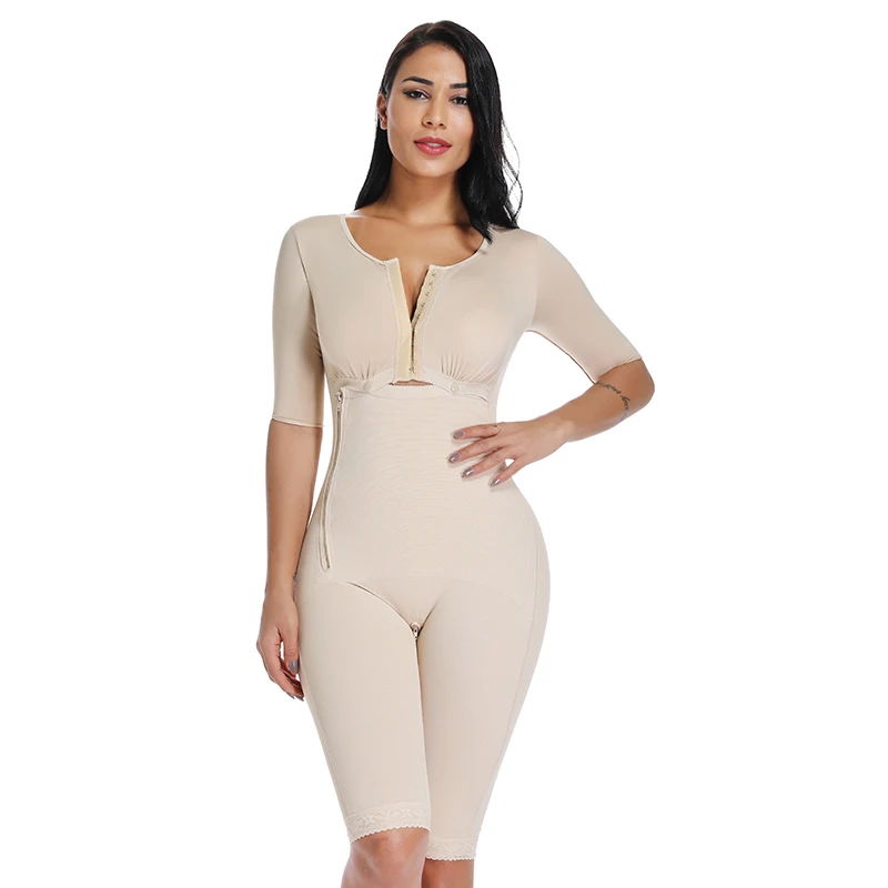 

NEW2021 2022 Pure Color Shapewear New Breasted One-piece Shapewear High Compression Faja Long Sleeve Waist Trainer