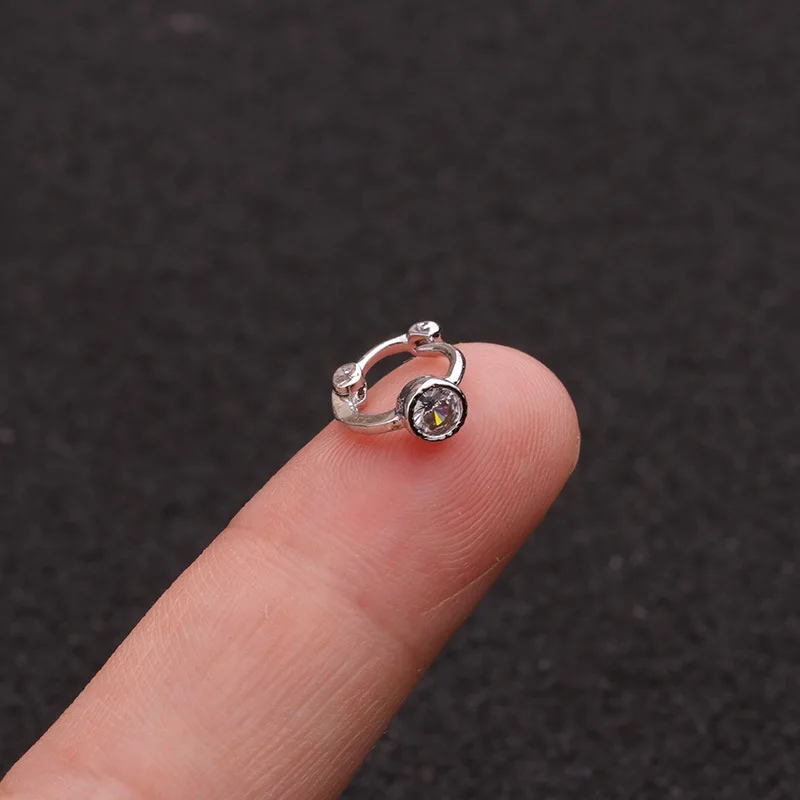 Серьги кольца из нержавеющей стали с фианитами ювелирные украшения для пирсинга