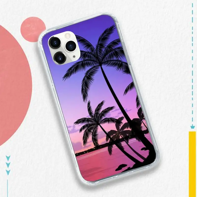 

Palm Tree sunset sea beach Phone Case for iPhone 11 12 mini pro XS MAX 8 7 6 6S Plus X 5S SE 2020 XR luxury shell cover funda