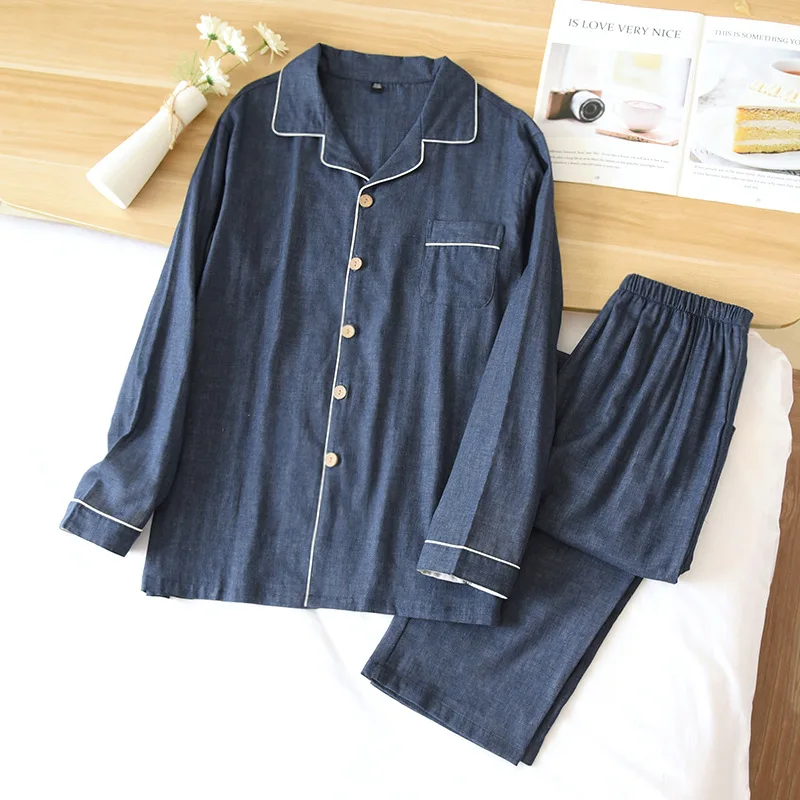 Spring Autumn Solid Cotton Girls Pajamas Set Winter Leisure Sleepwear For Women Loose Nightwear Long Pant Homewear Suit