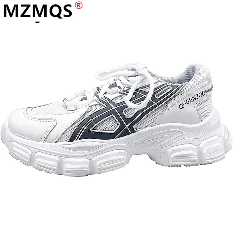 

Women's Chunky Vulcanized Shoes 2021 Spring New Lace-Up Platform Women's Shoes Fashion Mesh Breathable Women Casual Sneakers