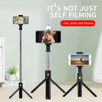 new mini wireless bluetooth compatible selfie stick tripod stand with fill light shutter remote control foldable handheld gimbal