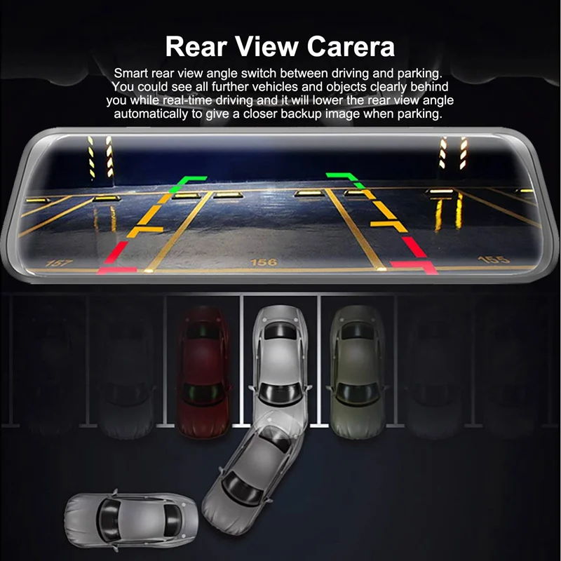 

9.66 Inch Car DVR Camera Stream Media Rearview Mirror IPS Press Screen FHD Dash Cam Video Recorder DVRs Dash Camera Driving Reco