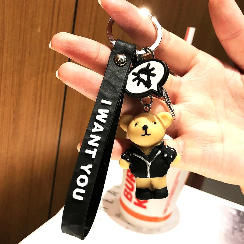 Cute Cartoon Bear Keychain Gifts For Women Girls Bag Pendant Epoxy PVC Figure Charms Key Chains Jewelry porte clef 2020 | Украшения и