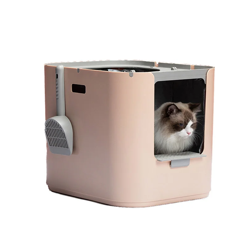

Cat litter box fully enclosed large cat toilet deodorization splash prevention top entry semi enclosed cat toilet pet supplies