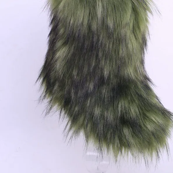 over the knee green SWONCO/зимние сапоги; женская обувь с искусственным лисьим мехом; зимние теплые ботфорты выше колена для женщин; Новинка года; модные женские сапоги - Цвет: over the knee green