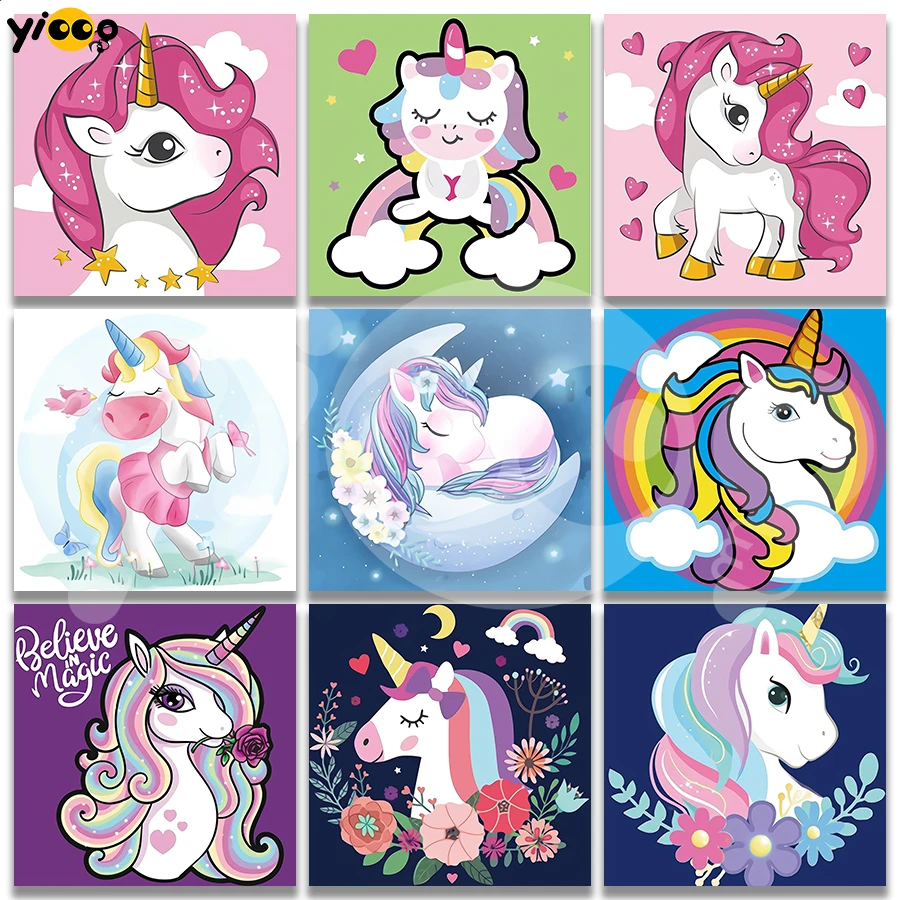 

Full Square/Round Drill Diamond Painting Embroidery Cross Stitch Lovely Unicorn Series Rhinestone Mosaic Decor Gift TX91