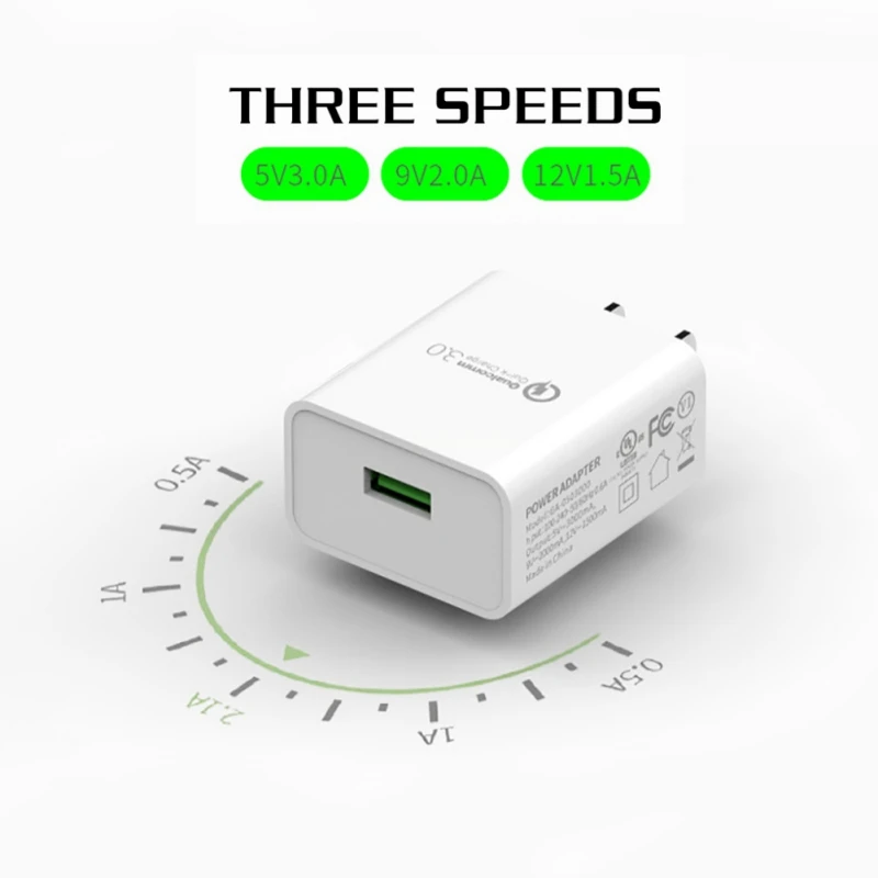 Портативный 5В 3а USB настенное зарядное устройство один порт QC3.0 Быстрая зарядка