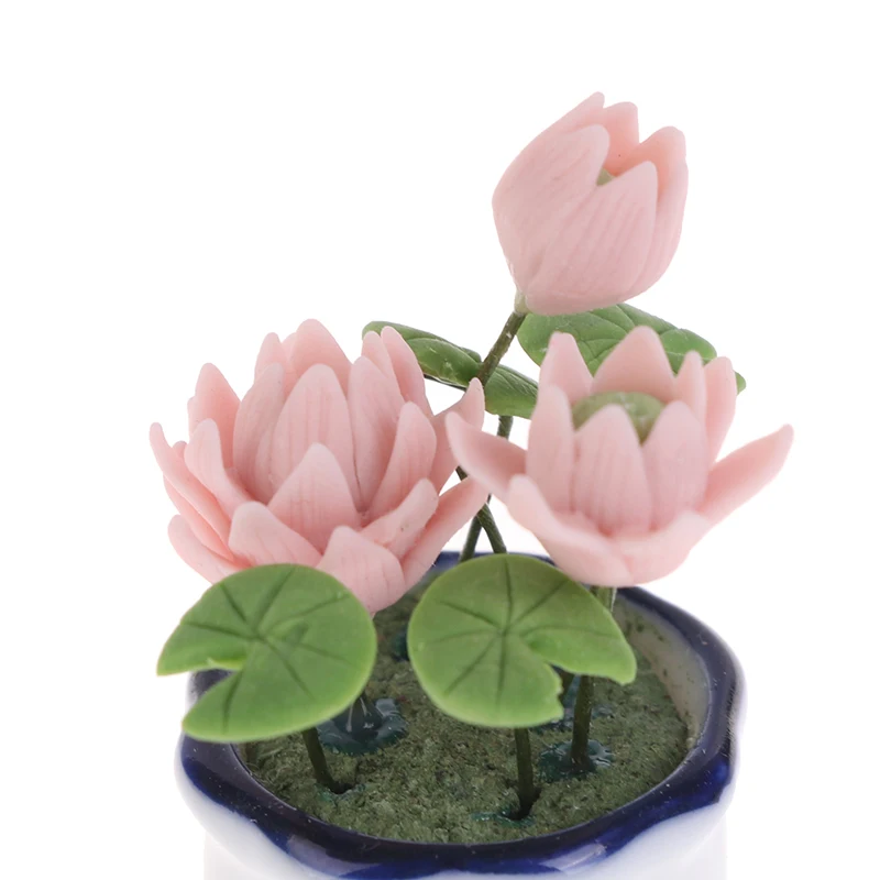 1:12 миниатюрный кукольный домик в горшке Лотос керамический цветочный горшок