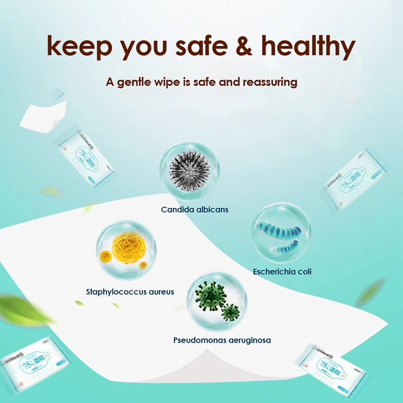 7 barrels 75% Alcohol Wipes Portable Disposable Wet Wipe Hand Skin Cleaning Bacteria Disinfection Cotton | Красота и здоровье