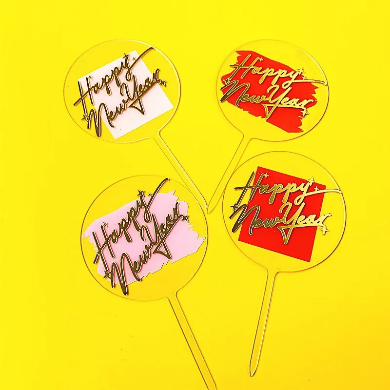 

Happy New Year Cake Topper Acrylic Gold Letters Cake Toppers for Christmas Xmas New Year Party Cake Decorations Celebrations