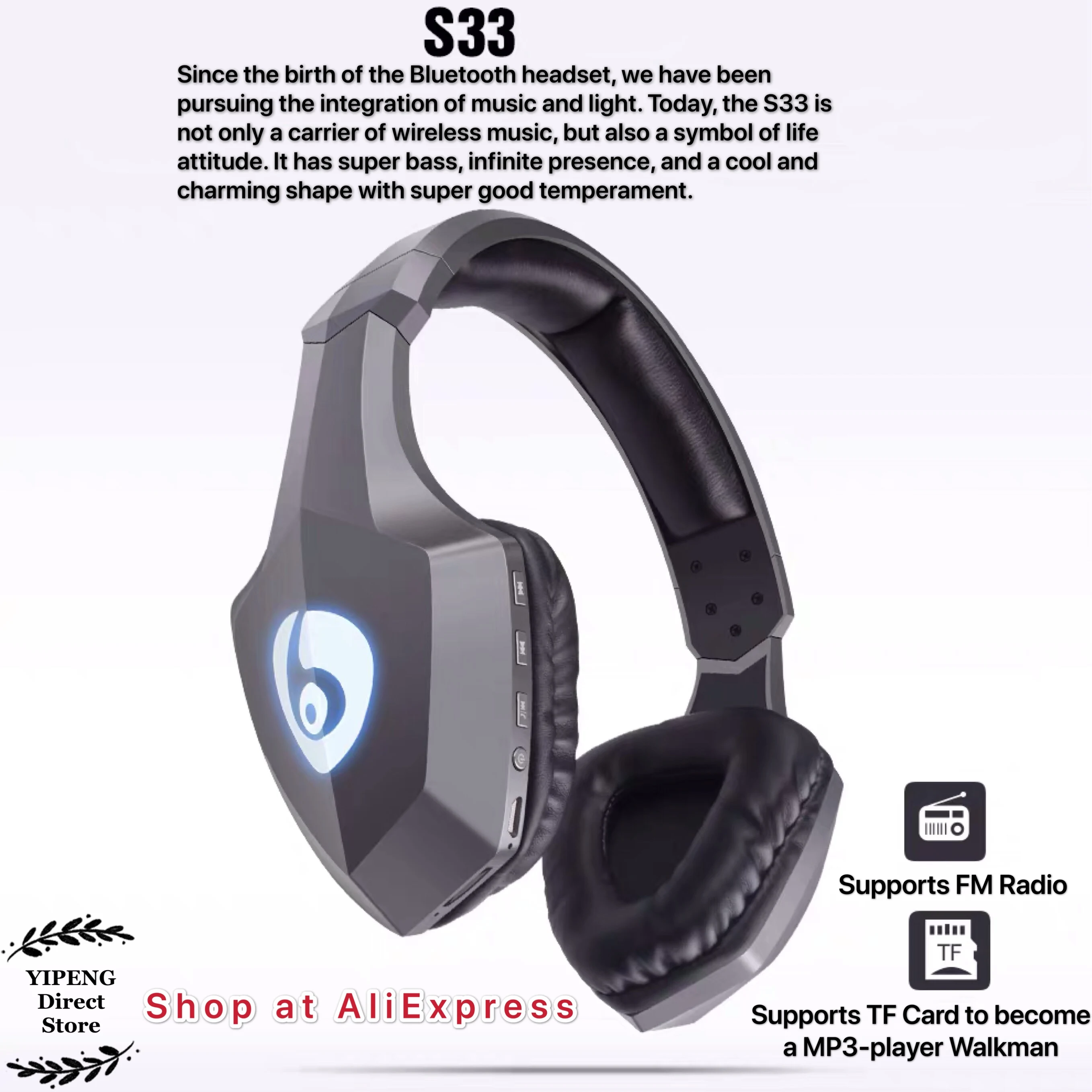 Беспроводные Bluetooth-наушники KINGSTAR поддержка Micro SD/TF-карт FM-радио микрофона и